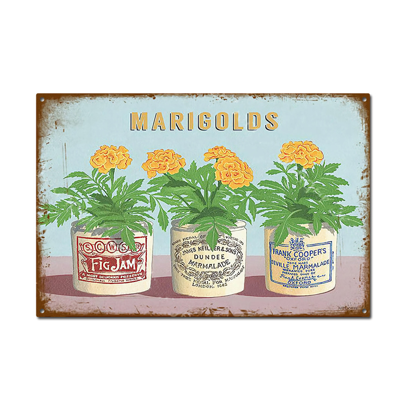 Picture of Cross-border American Country Retro Flower Figure Tin Painting Garden Pastoral Balcony Wall Wall Wall Old Decoration Pendant