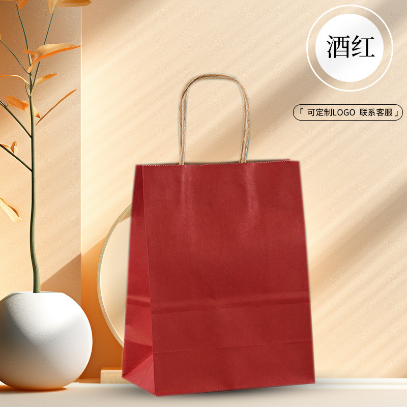 Picture of in stock Kraft Paper Bag Universal Takeaway Bags Clothing Christmas New Year Gift Bag Kraft Paper Handbag Custom