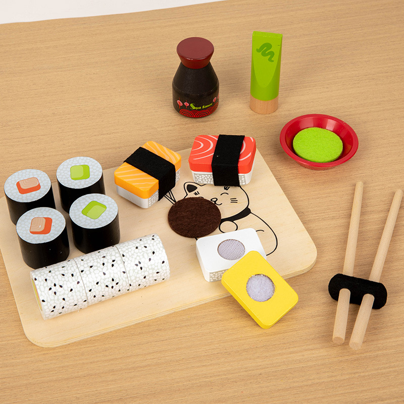 Children's Wooden Playhouse Sushi Combination suit Enhance Baby's Practical Ability Simulation Kitchen Toy