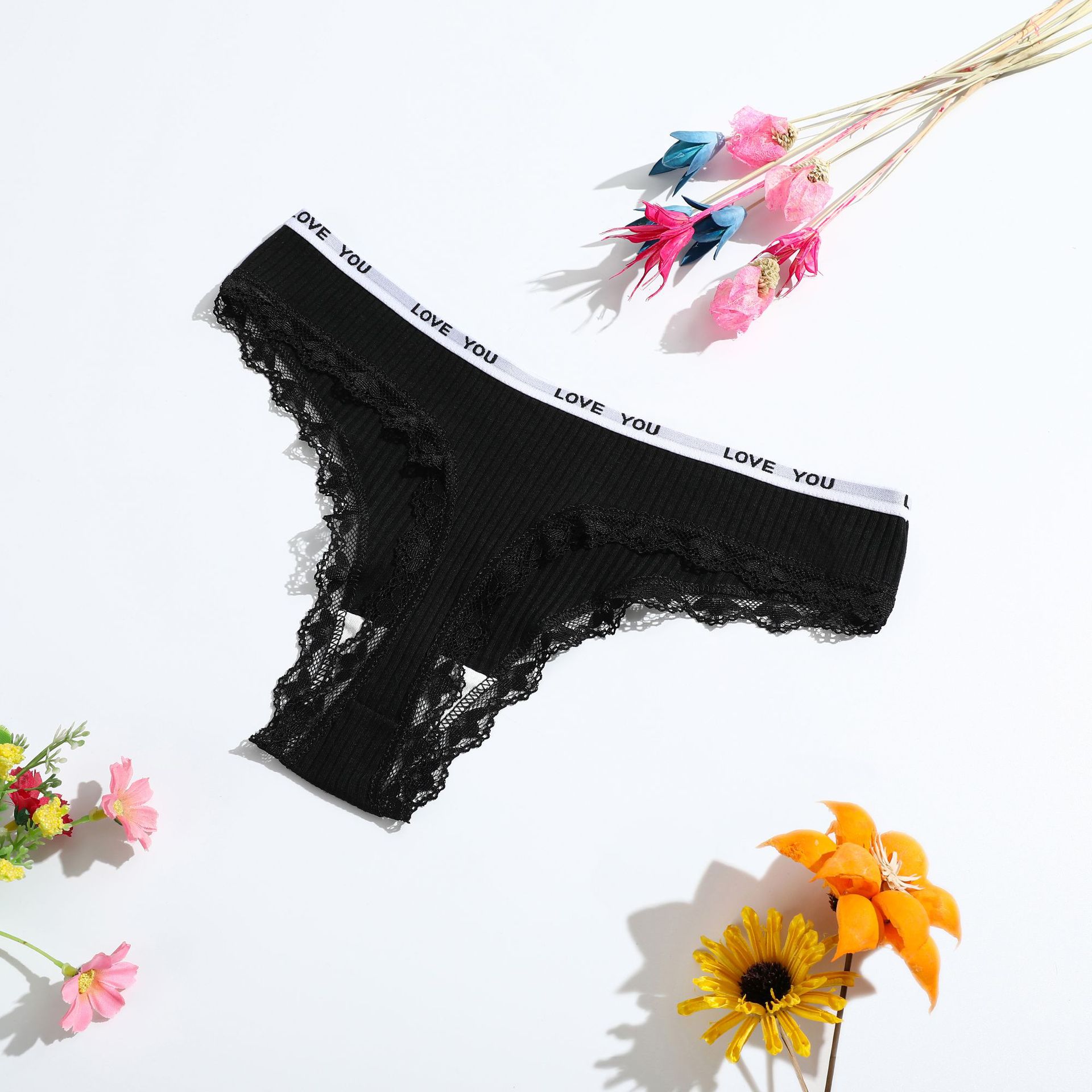 Picture of New ladies cotton thong low waist girls underwear European and American lace women's T-string pants manufacturers wholesale
