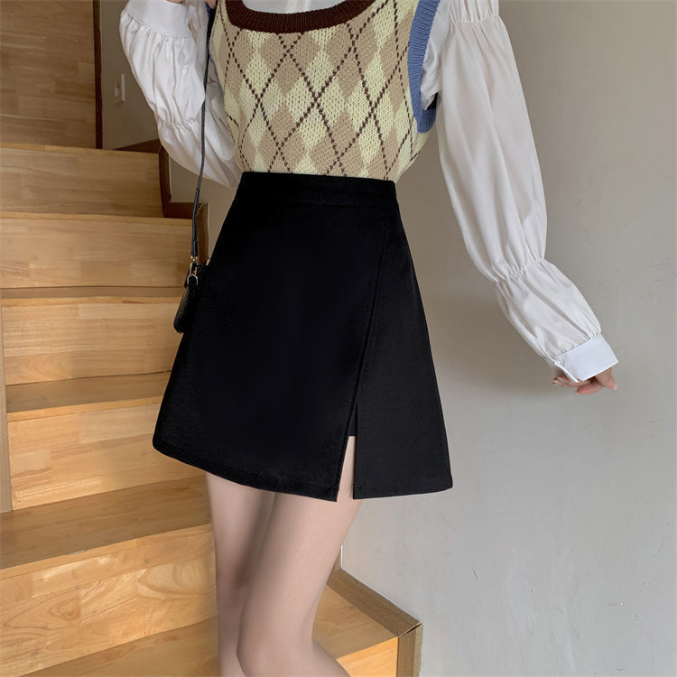 Summer 2023 New A- line Skirt Women's Small Split Korean-style All-match High Waist Slimming Pleated Suit Skirt