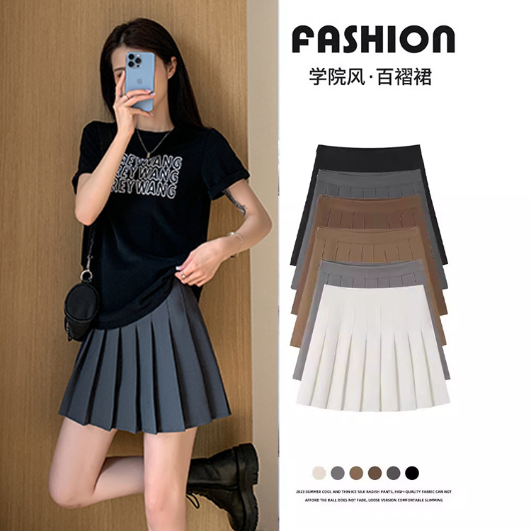 Pleated Skirt Women's Summer White Short Skirt Japanese Style High Waist Slim Autumn and Winter New Jk Plaid Large Size A-Line Skirt