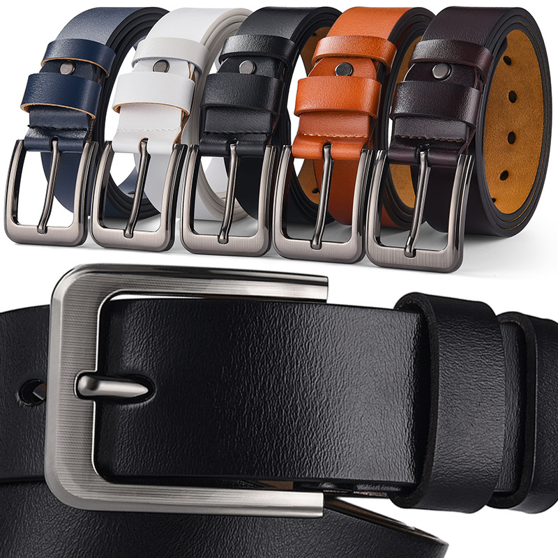 Men's Pin Buckle Belt Retro Trouser Belt Extra Large Size 170 Pure Cowhide Leather Belt One Piece Drop Shipping Waistband