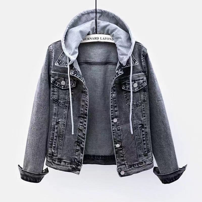 Picture of Denim Coat Women's Short Spring and Autumn 2025 New Korean Long Sleeve Slim-fit Hooded Jacket All-match Student Top