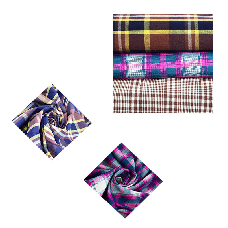 TR four-sided elastic yarn-dyed plaid casual women's clothing fabric 40s/2 trousers polyester viscose four-sided elastic woven fabric