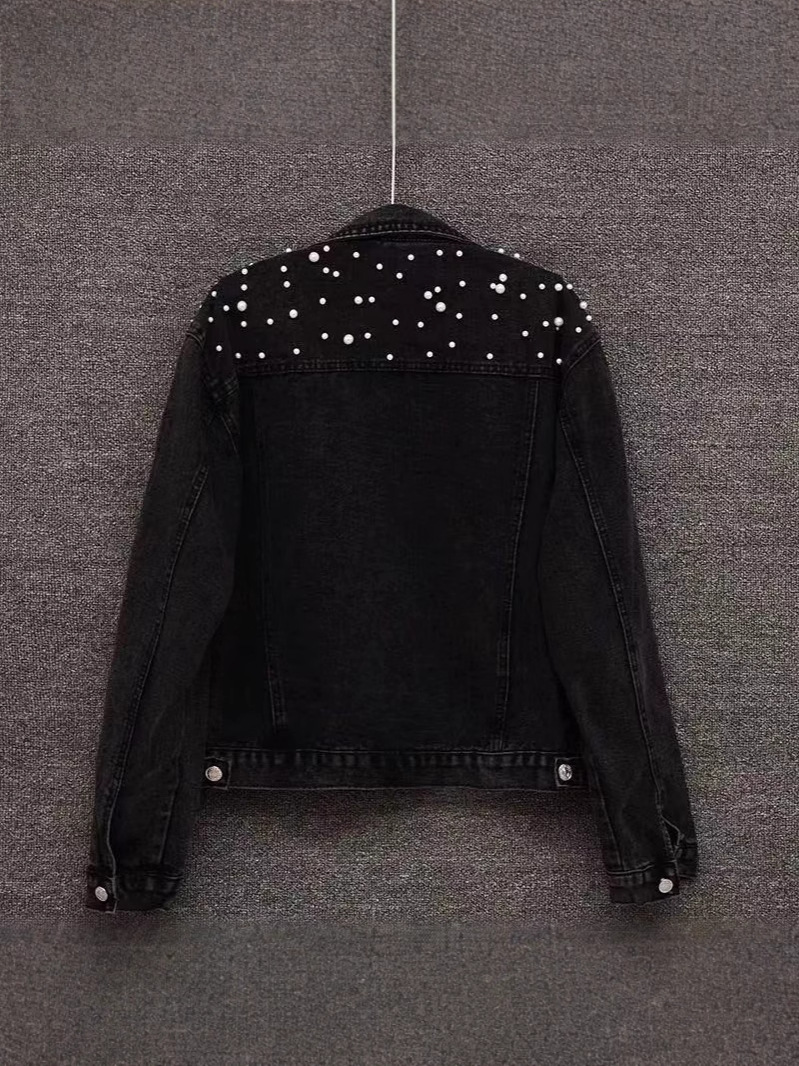 Picture of Southeast Asia's New Versatile Beaded Heavy-Duty Denim Jacket for Women European Station Student Slim Large Size Jacket Denim Jacket
