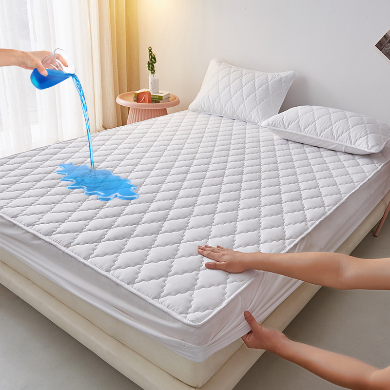 Picture of Class A water-washed cotton-padded waterproof bed hat Simmons mattress anti-slip urine-proof protective cover dust-proof bedspread three-piece set