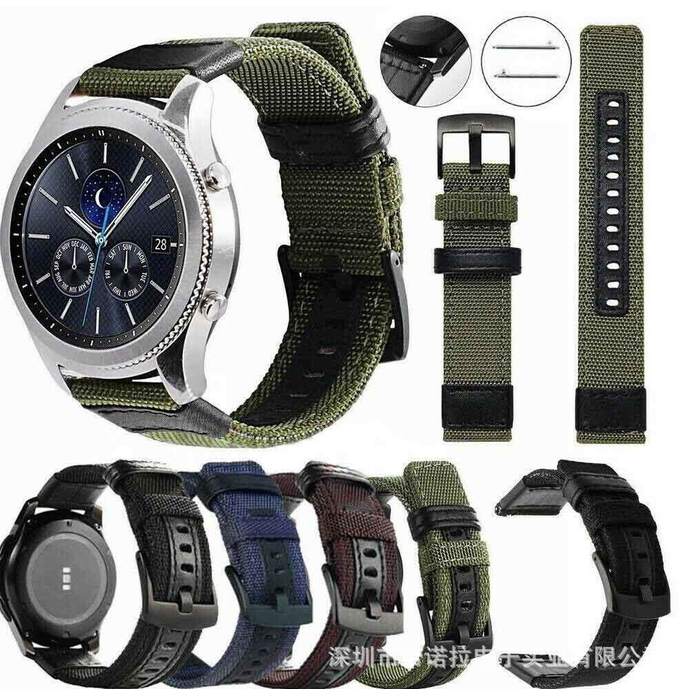 20/22mm for Samsung/Huawei/Jiaming Smart Watch with Genuine Leather Jeep Pattern Canvas Nylon Universal Watch