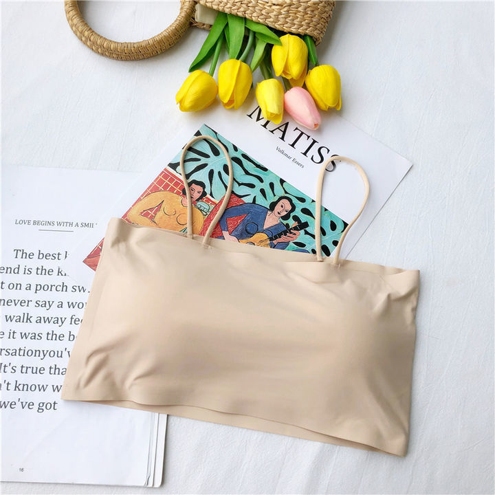 Picture of Summer Beautiful Back Ice Silk Sling Tube Top Wrapped Chest Intimates Female Students Korean Style Sports Vest Anti-Exposure with Chest Pad