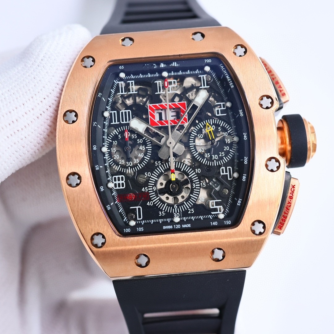 Direct Selling Richard Cut Out Barrel-Shaped Fully Automatic Mechanical Men's Watch 7750 Carbon Fiber Six-Pin Sports Style Watch