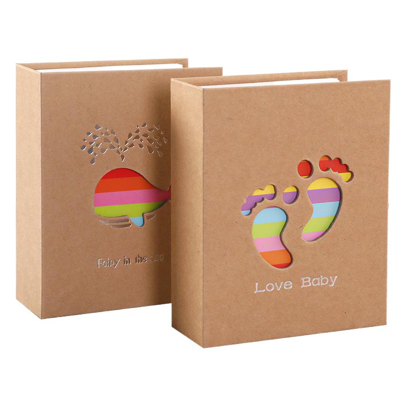 Deyuan Kraft Paper Photo Album 6-Inch 100 Sheets 4R Insert-Type Photo Album for Children's Studio Photos and Children's Growth Records