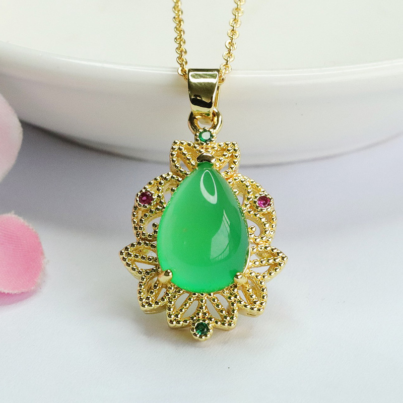 Picture of Xinyu Ice King Green Chalcedony Pendant Agate Necklace National Tide Jewelry Factory Wholesale MN4012302