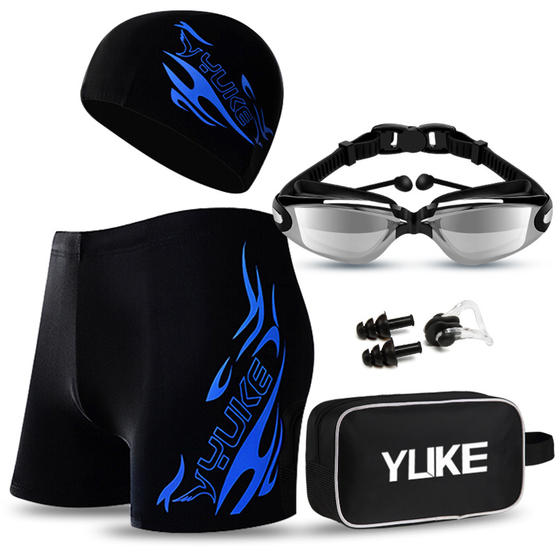 Picture of Swimming Trunks Men's Boxer Hot Spring Pants Large Size Loose Swimming Suit Men's Fashion Swimming Goggles Swimming Cap Set Equipment Swimsuit