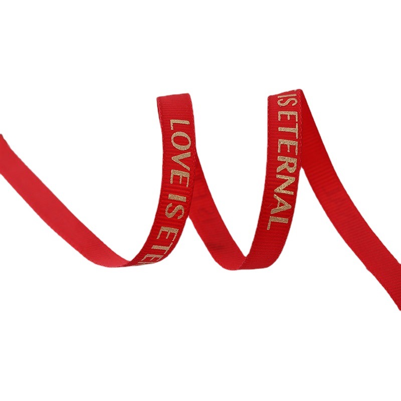 1cm English Bronzing Letter Thread Ribbon DIY Gift Decoration Flower Packaging Ribbon Ribbon