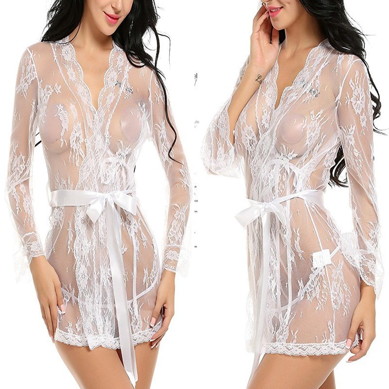 2023 European and American New Sexy Perspective Mesh Temptation Sexy Underwear Temptation Set Lace Large Size Girl Free