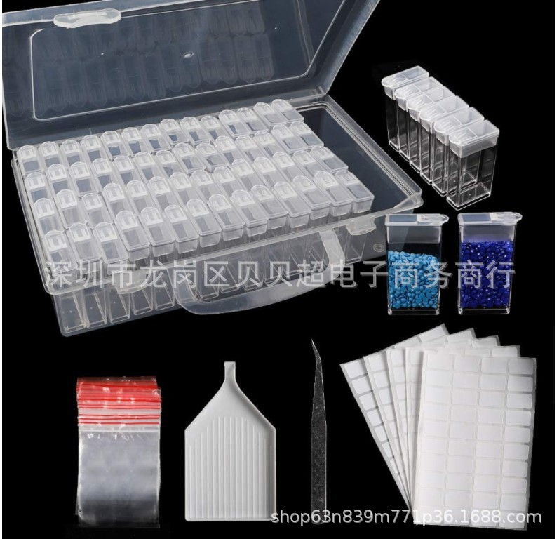 64 grids Diamond painting tools suit diamond embroidery box 5D diamond accessories DIY art with funnel board in stock