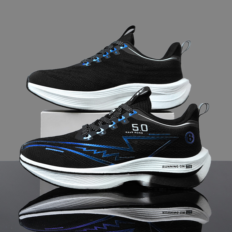 Cross-border plus size Carbon Plate Running Shoes Mesh Ultra Light Breathable sneaker Men's All-match Casual Popcorn Running Shoes for Couple