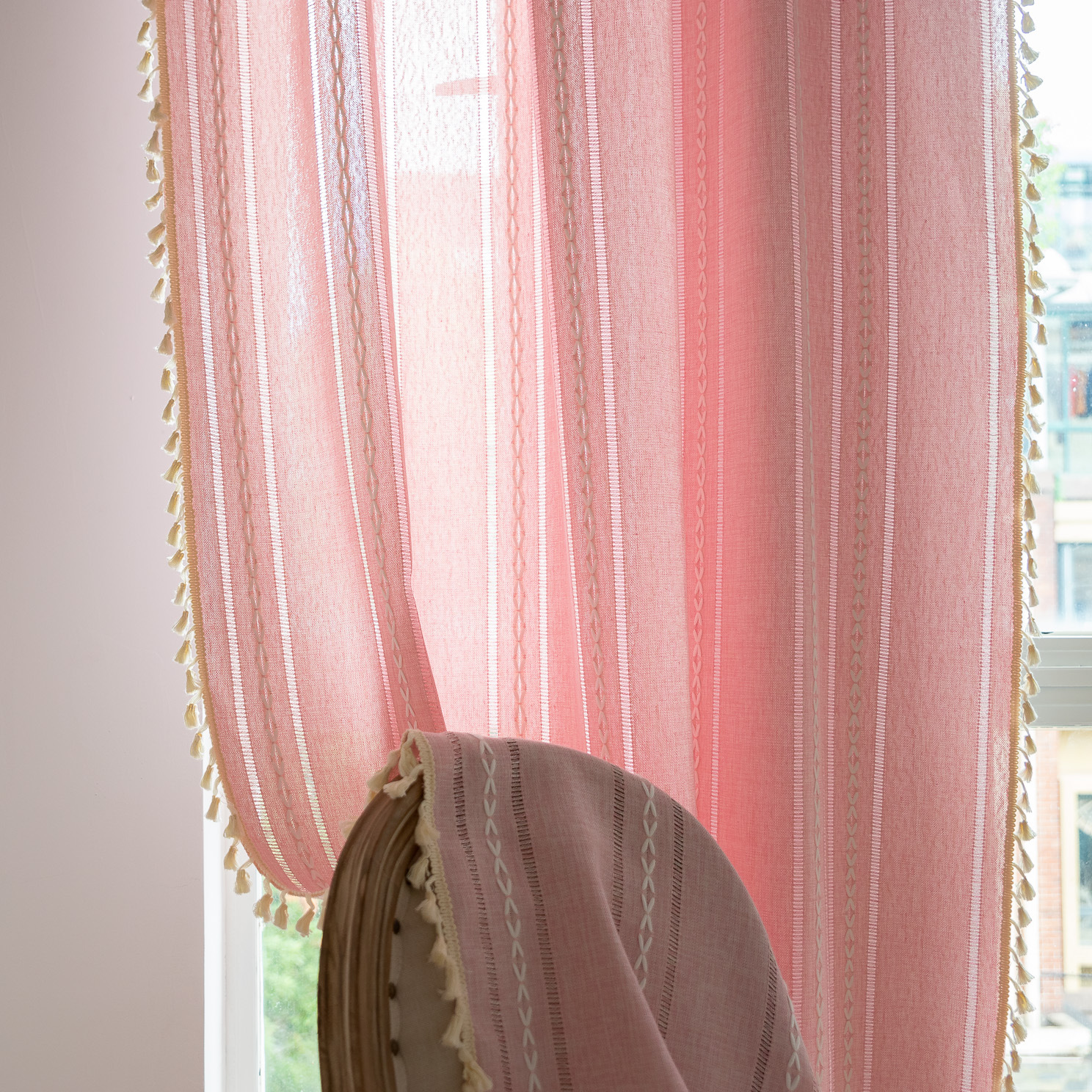 Picture of Cross-border Amazon best selling milk White Hollow embroidery translucent kitchen soundproof living room floating curtain finished wholesale