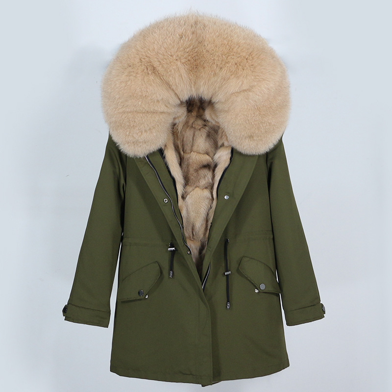 Picture of Parker Women's 2025 New Popular Fur Winter Detachable Fox Fur Liner Mid-Length Fur Outwear for Women