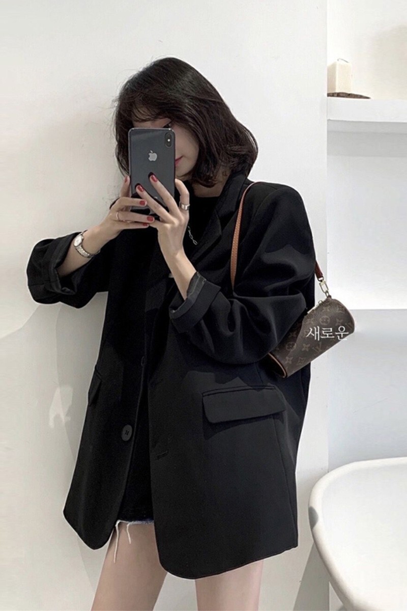 Picture of Small Top Black Suit Jacket Commuter Women's Korean Style Casual Comfortable Suit for Spring and Autumn