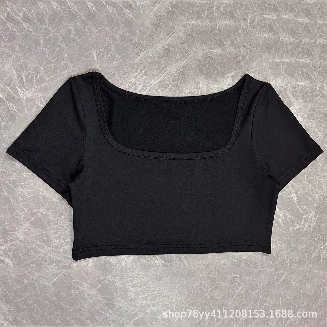 Picture of European and American 2024 Amazon Women's Clothing Cut-Off Sports and Leisure Knitted High-Elastic Long-Sleeved T-Shirt Tops Slim and Slim