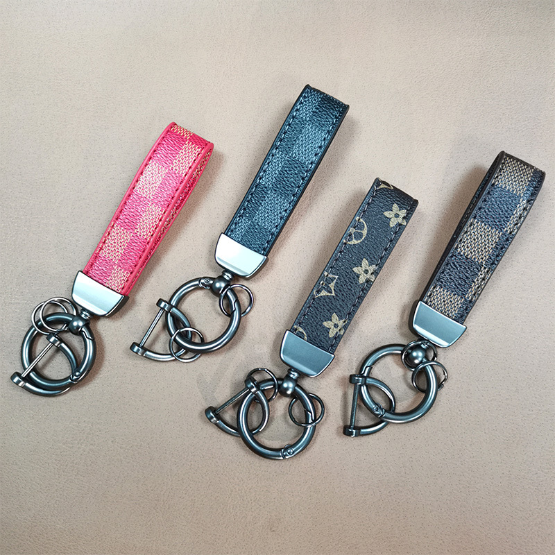 New car key chain Plaid leather metal luggage case pendant accessories multi-functional anti-lost factory wholesale