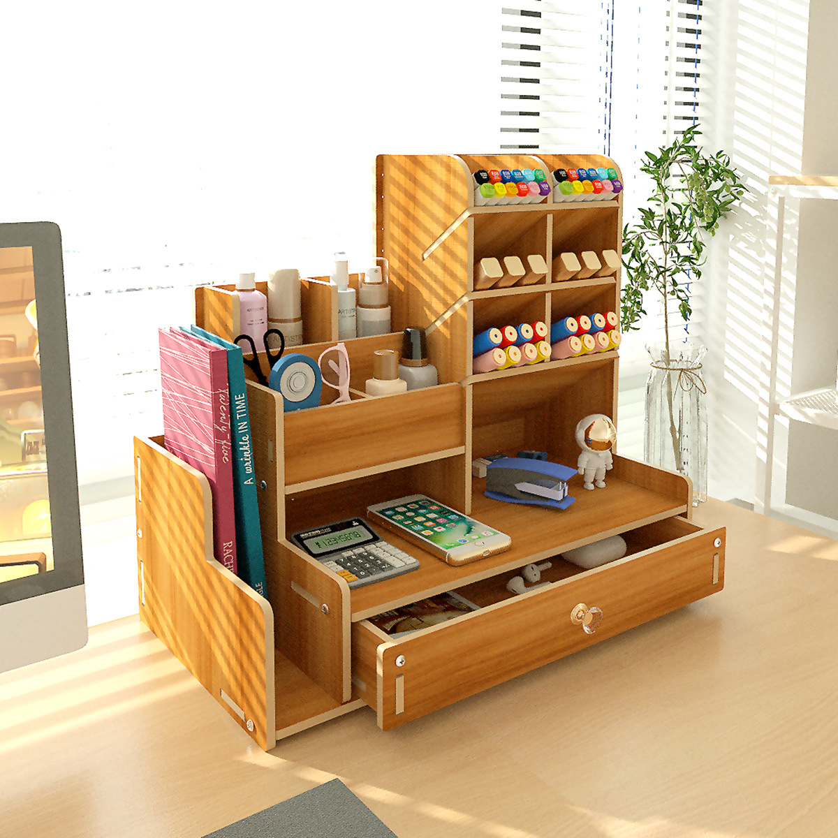 Large Capacity Inclined Pen Bucket Student Desk Marker Pen Holder Children's Desktop Stationery Drawer Pen Holder Storage Box