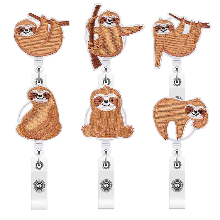 Picture of Amazon spot hot-selling felt embroidery sloth telescopic easy pull-up easy pull-up easy pull-up cloth sticker badge buckle