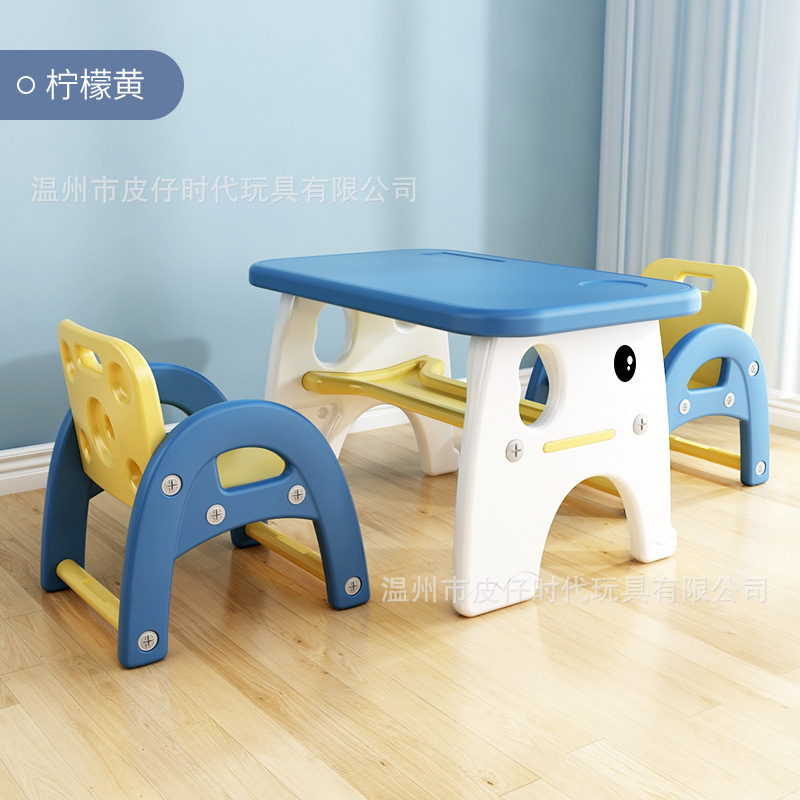Children's Study Table and Chair Set Children's Writing Desk Home Economical Preschool Writing Desk with Two Chairs