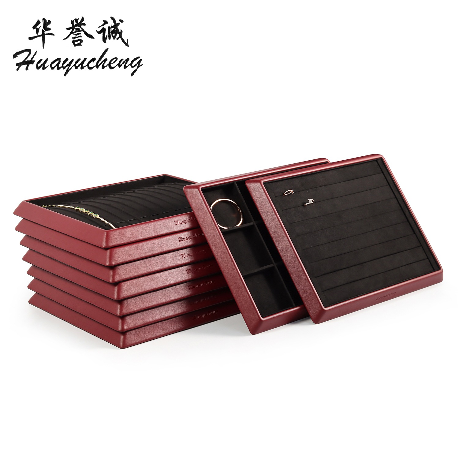 New High-grade Leather Suede Jewelry Tray Vintage Bracelet Earrings Necklace Jewelry Storage High-grade Sense