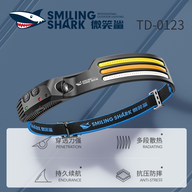 Ultra-light mini waving sensor high-brightness headlight Multi-level light source red light flashing portable headlight