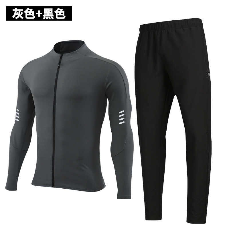 Maiba autumn men's fashion casual suit trendy stand collar long sleeve sports quick-drying pants slim stretch top