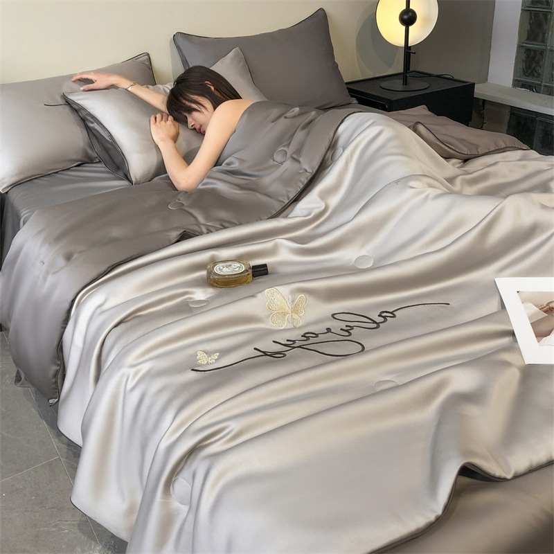 Picture of Class a Light Luxury Washed Ice Silk Summer Quilt Four-Piece Set Air-Conditioned Quilt Embroidered Summer Cool Quilt Three-Piece Set Summer Thin Quilt Ins