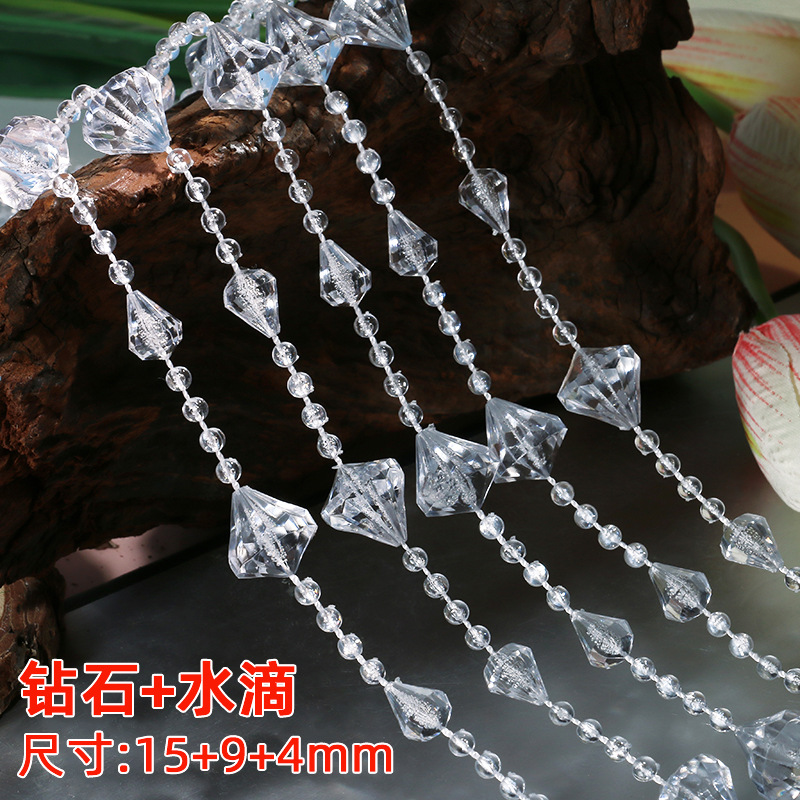 Picture of Acrylic Imitation Crystal Bead Curtain Living Room Decorative Transparent Line Curtain Bead Chain Ceiling Window Curtain Wedding Decoration