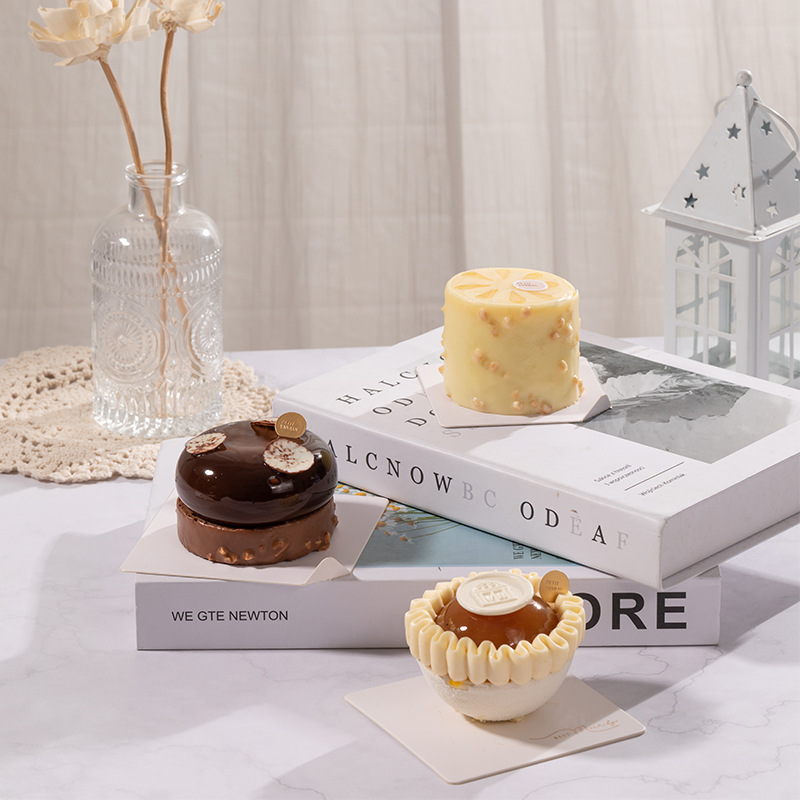 Thickened style 2 inch 3 inch French pastry cake box dessert base mousse cake white square hard gasket