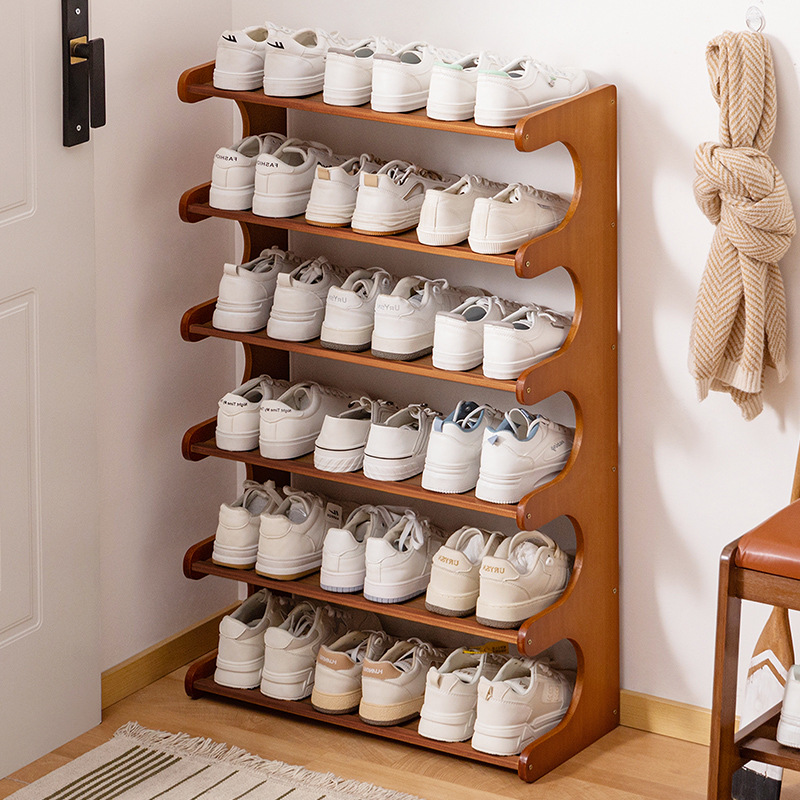 Simple Shoe Rack Shoe Cabinet Wooden Dormitory Occupies Small Storage Door Multi-Layer Dustproof Entry Shoe Rack Storage Rack