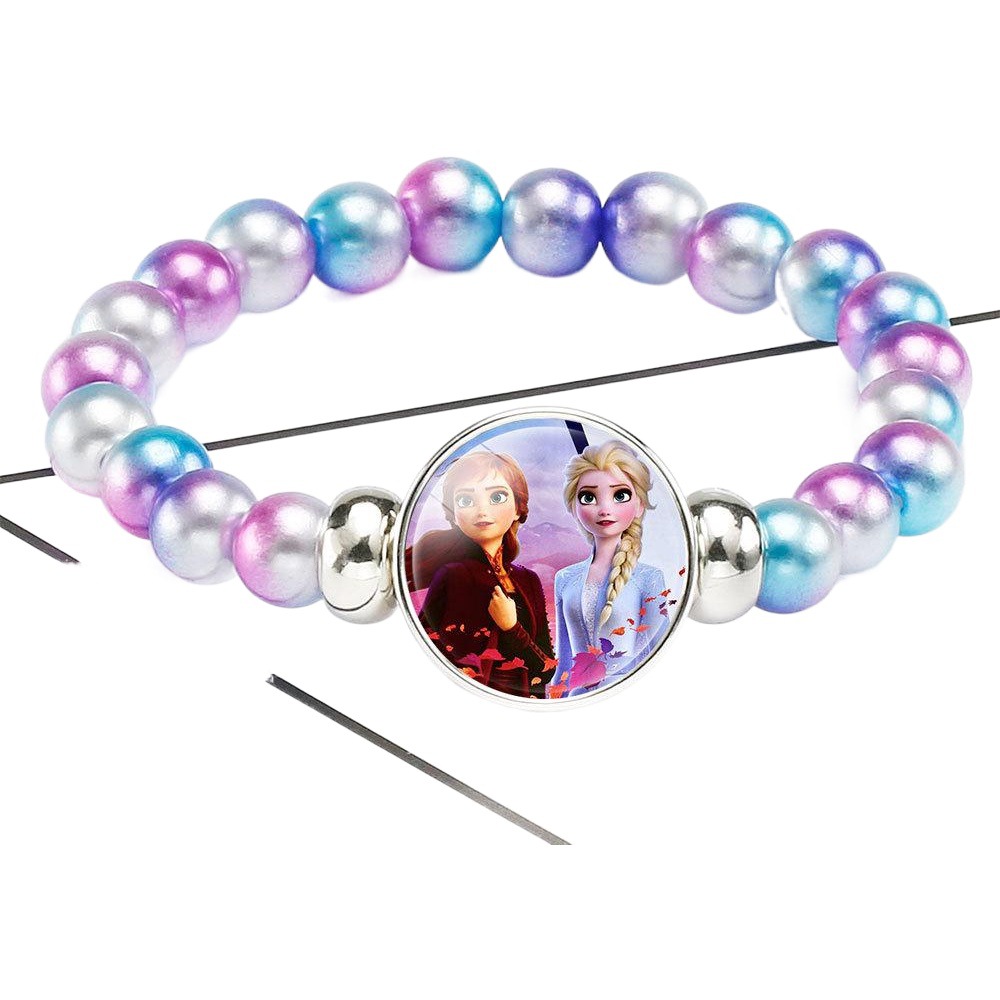 New Arrival Rainbow Frozen Elsa Elsa Anna Princess Beaded Bracelet Cute Cartoon Bracelet for Girls