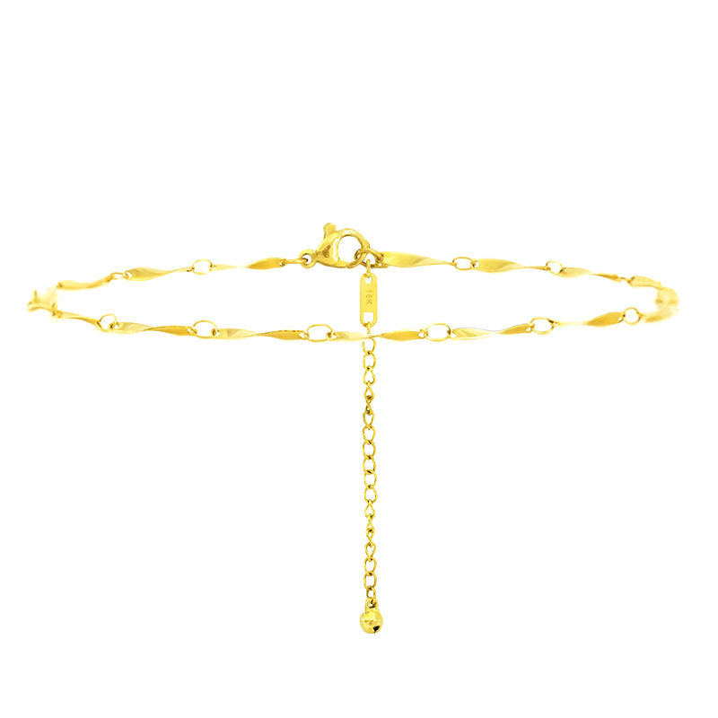 Cross-border wholesale stainless steel twist anklet European and American Bohemian beach female Bell 18K gold foot ornaments naked chain