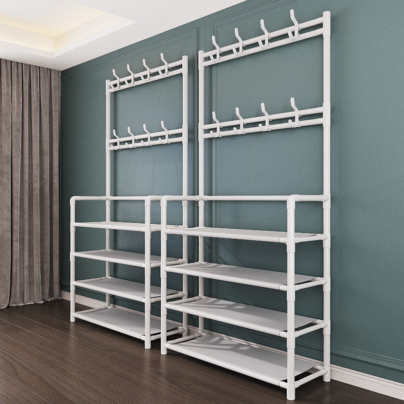 Clothes and Hat Rack Multi-Layer Shoe and Hat Rack Household Clothes Hanger Integrated Floor-Standing Shoe Rack Living Room Door Simple Bag Rack