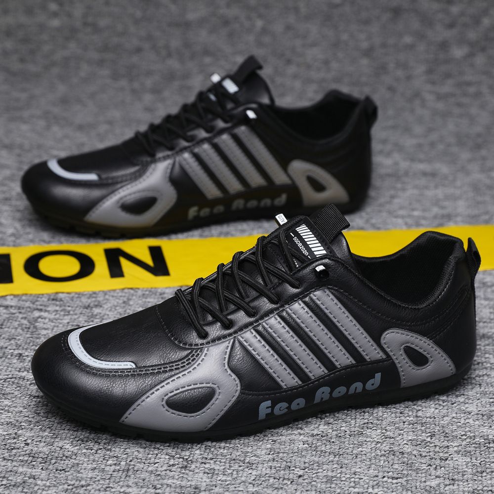 Soft bottom bean shoes men's 2025 new breathable leather sneaker Korean casual shoes flat driving shoes board shoes