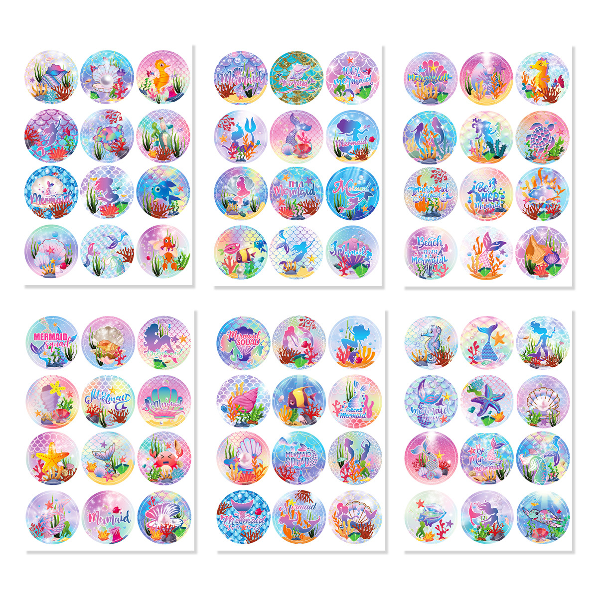 Picture of Mermaid theme birthday party decoration stickers children's birthday gift decoration adhesive stickers sealing stickers