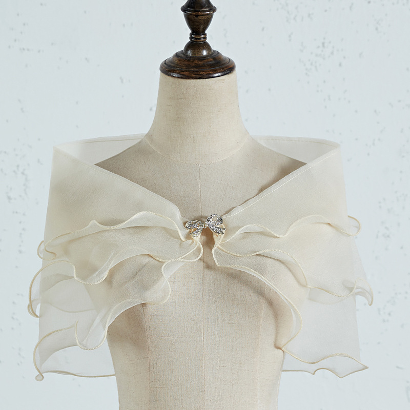 Picture of Wholesale Bridal Yarn Shawl Wedding Dress Arm Covering Mori Wedding Dress Cyber Celebrity Shawl Thin Off-shoulder Banquet Women