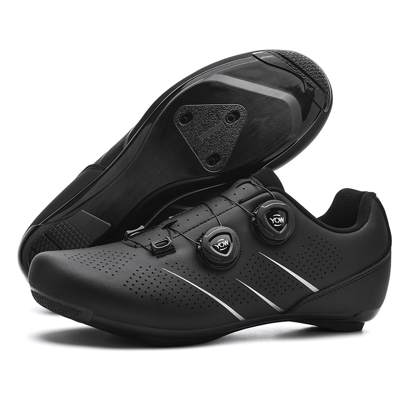 New Style Cycling Shoes with Lock Double Buckle Lock Shoes for Men and Women Road Bike Booster Shoes Hard Sole Mountain Bike Rubber Sole