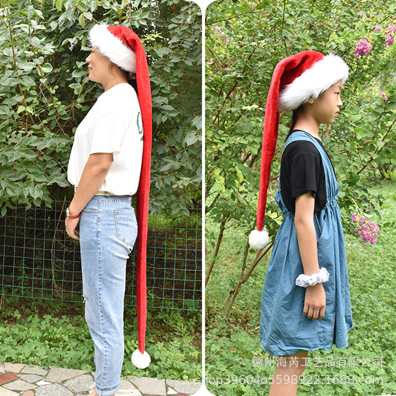 Manufacturer 1.5m Red Adult Children's Extended Christmas Hat Christmas Decoration Long Stuffed Extra Long Christmas Tree