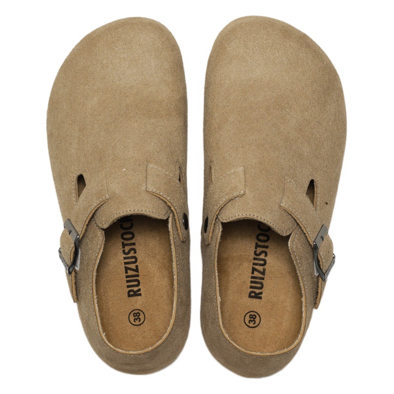 RUIZUSTOCK RUIZUSTOCK Autumn and Winter Women's Cork Casual Shoes Men's Neutral Toe Leather Shoes Single-layer Shoes Frosted