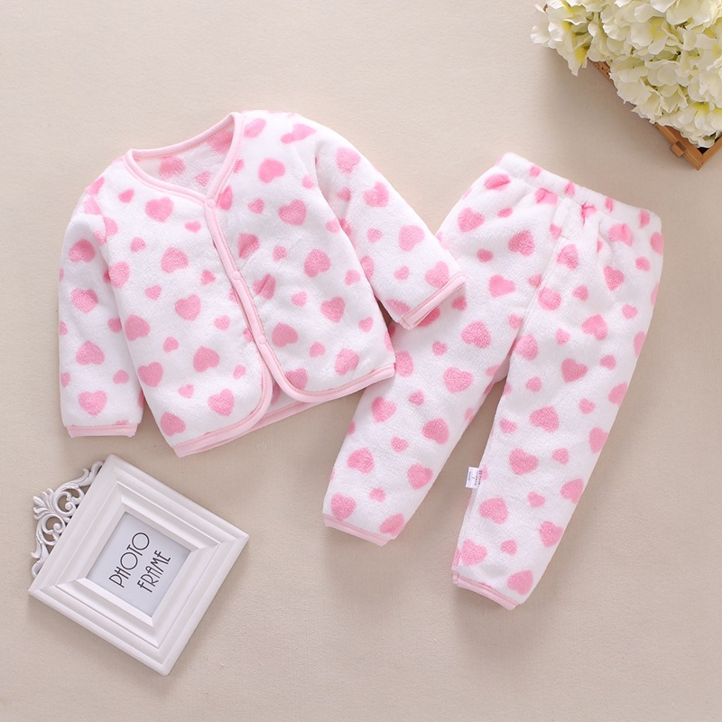 Picture of Baby suit Autumn and Winter Newborn Clothes Boys and Girls Baby Thermal Underwear suit Flannel Cardigan Two-piece Set