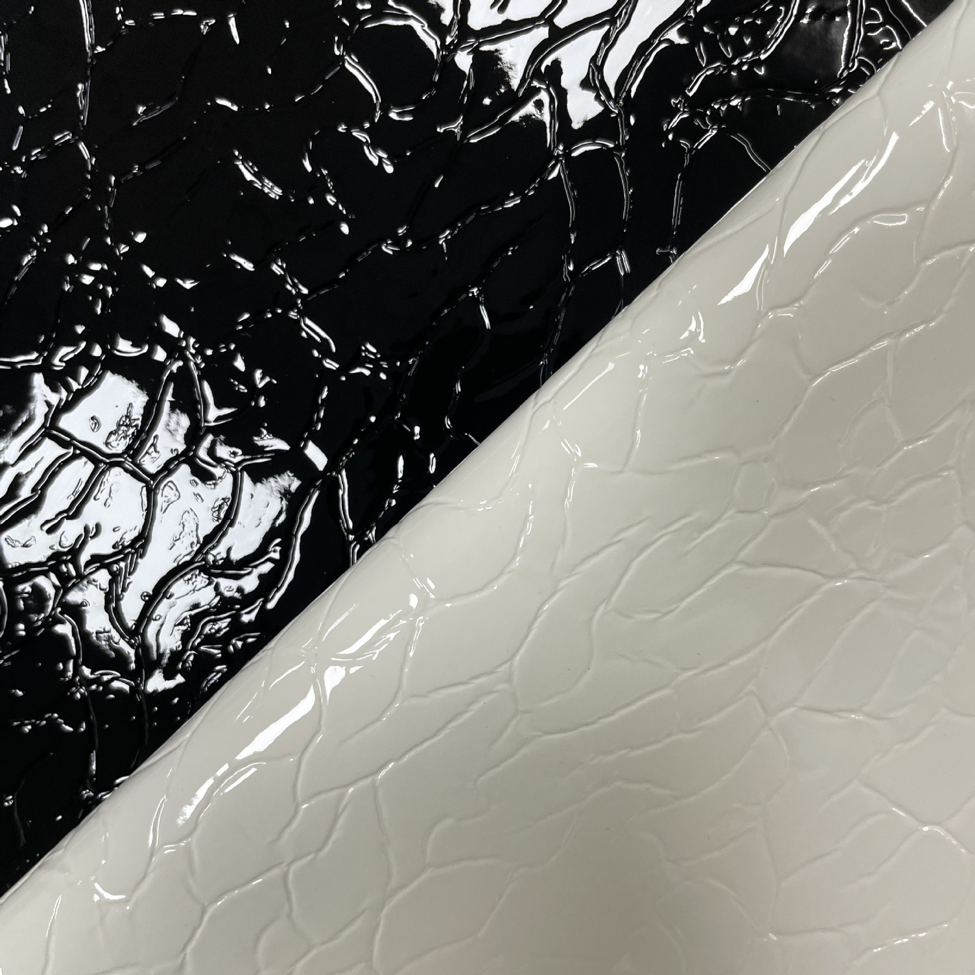 Picture of High-gloss crystal silver two-color stone embossed PU leather bags handbags ink-dyed decorative shoes PU leather fabric