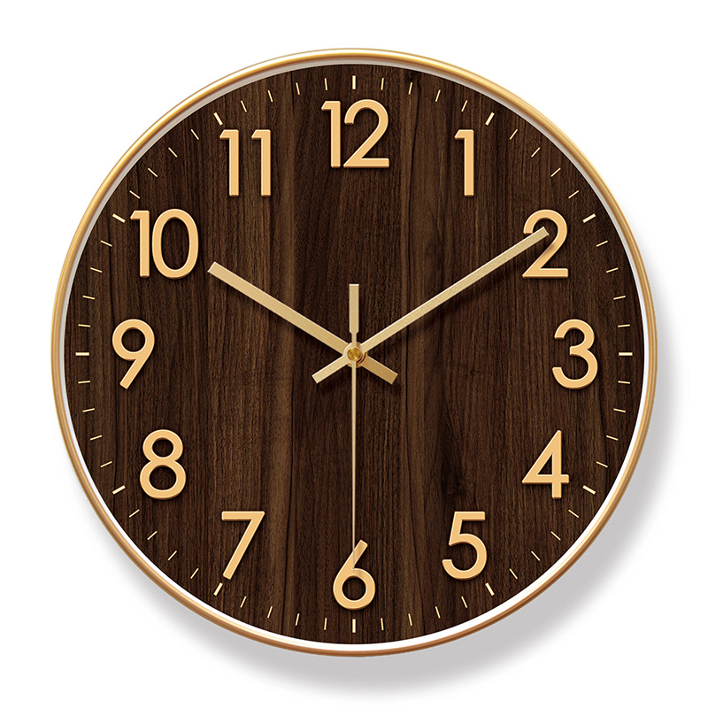 Picture of Yipula 6857 Wooden Texture Wall Clock Living Room Clock Fashion Art Clock Wall Watch Silent Sweep Second Quartz Clock