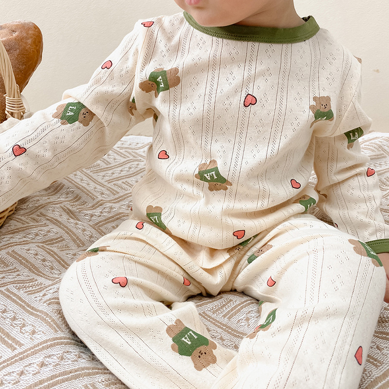 Picture of Autumn Children's Home Clothes South Korea Children's Pajamas suit Boys and Girls Autumn Clothes Autumn Trousers Baby Cotton Pajamas