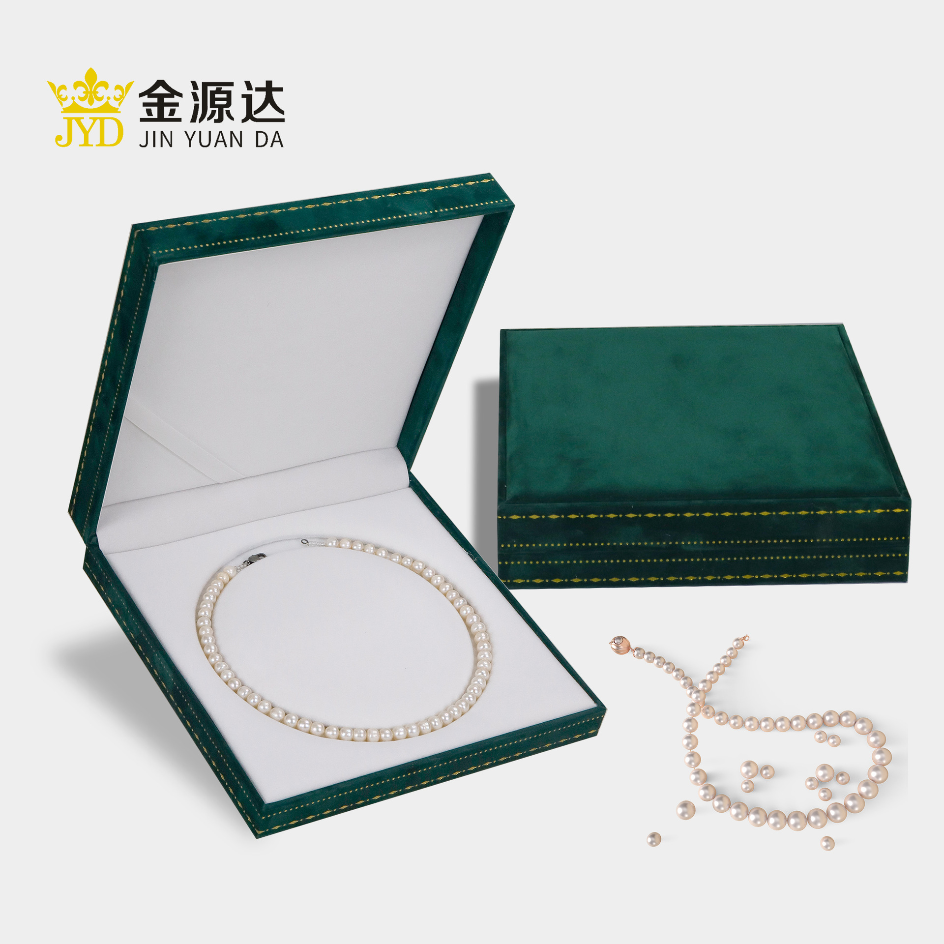 New Right Angle Phnom Penh Flannel Pearl Necklace Jewelry Box Mother's Day Gift Box Mother Chain Jewelry Storage Box